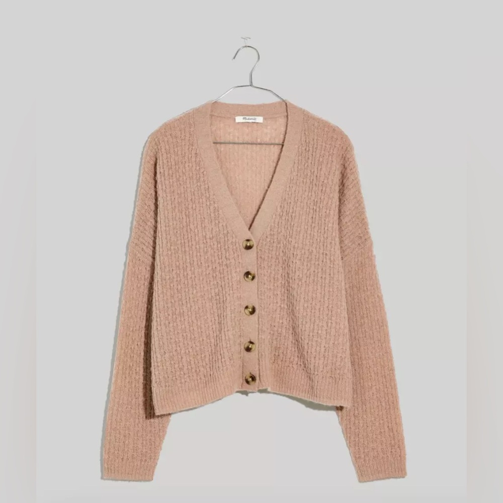 Madewell Mayfair Cardigan in Heather Blush - XS - Button Down